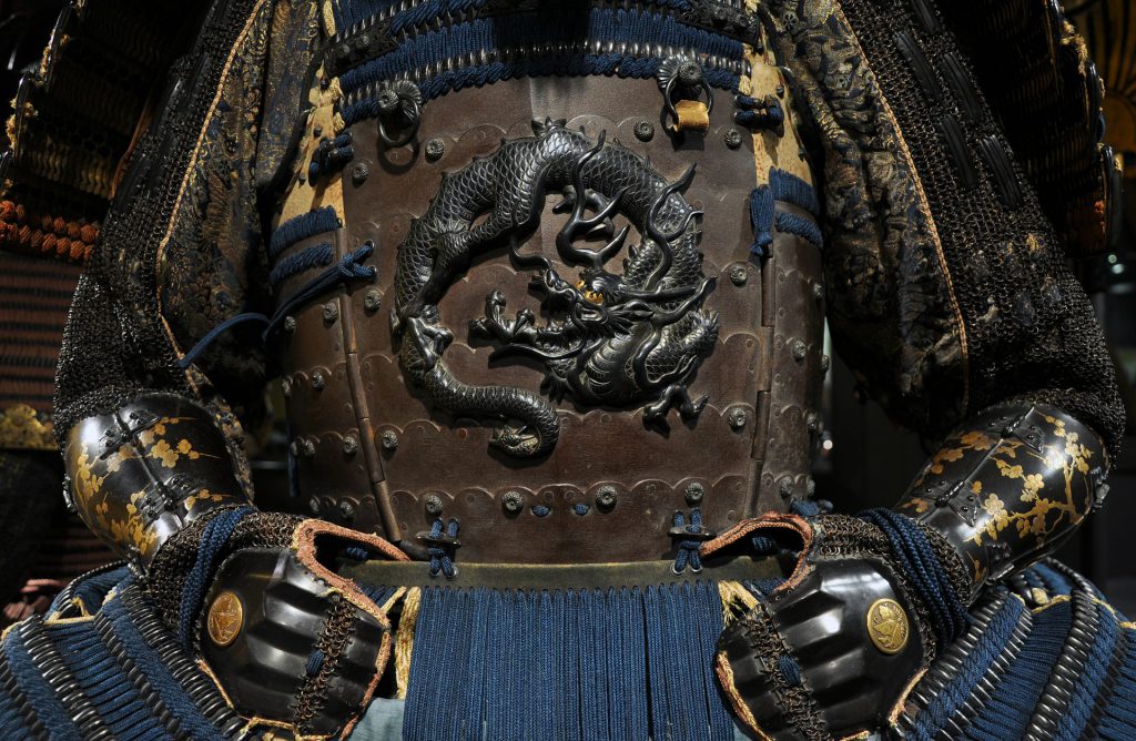 A samurai black armor