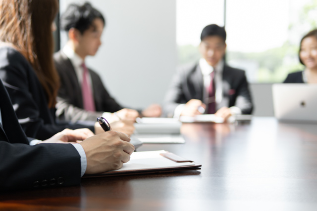 Japanese people having a meeting