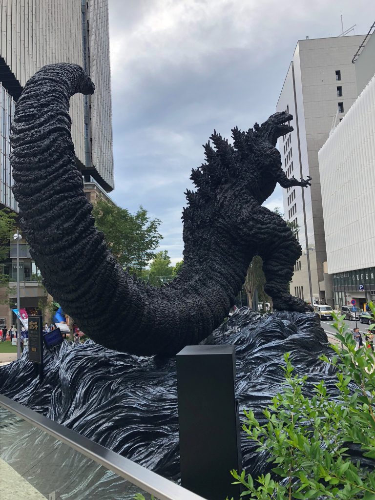 Bigger Godzilla statue with a more modern look and a long tail