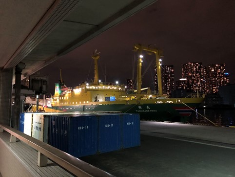 A ship waiting for passengers on the dock