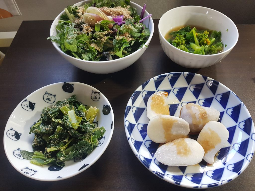 Cooked Higa Farm Vegetables in small plates