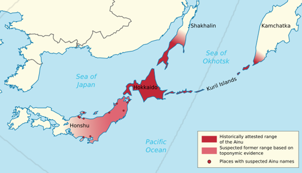 Map of Ainu presence in Japan.